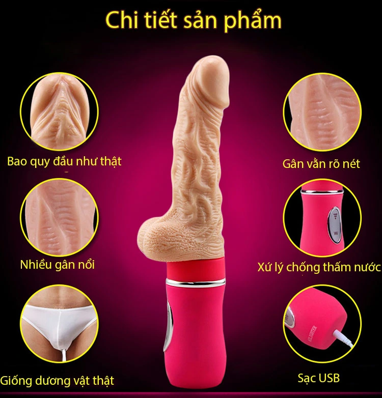 Dương vật giả rung thụt tỏa nhiệt